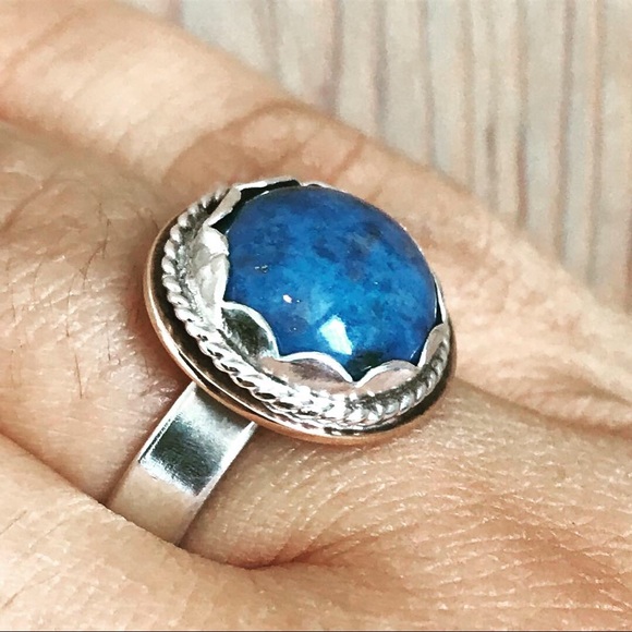 Bohemian Denim lapis sterling and bronze ring - Picture 3 of 3